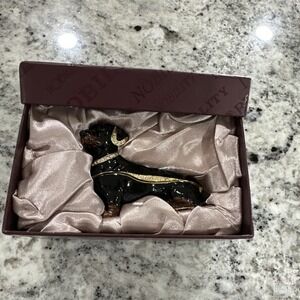 Nobility Black Dachshund Dog Trinket‎ Box, jeweled, enameled, NIB